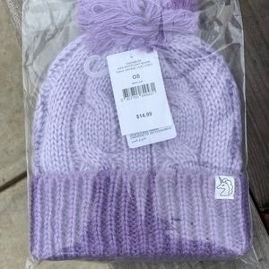 Cotton On Kids Purple Colorblock Pom Pom Beanie NWT